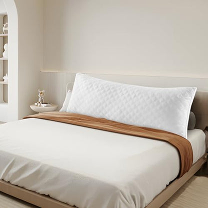 Oubonun Full Body Pillow for Side Sleeper, Adjustable Firm Long Bed Pillow - color: White-white Side