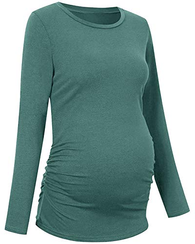 Chuanqi Womens Maternity Shirt Fall Long Sleeve T-Shirts Pregnancy Clothes - color: A-light Green, size: Small