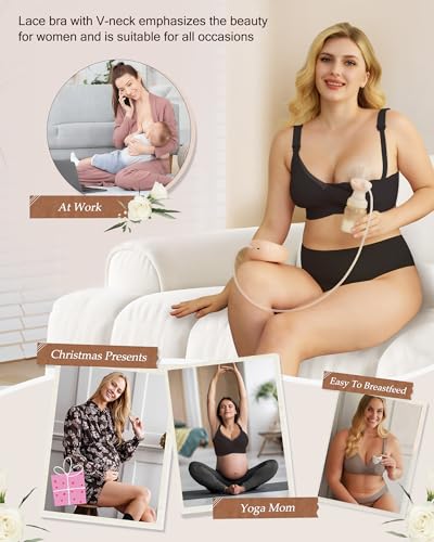 As Fairy Nursing Bras for Breastfeeding Mesh Lace Seamless Maternity Bra Pregnancy Sleep Wireless Bralette - color: Black, size: Small