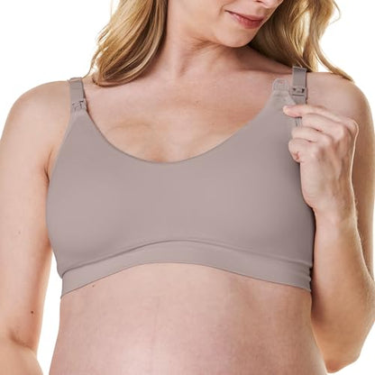 Bravado Designs Nursing Bra Full Coverage Wireless Scoop Neck Comfort Maternity Bra - color: Sand, size: X-Large
