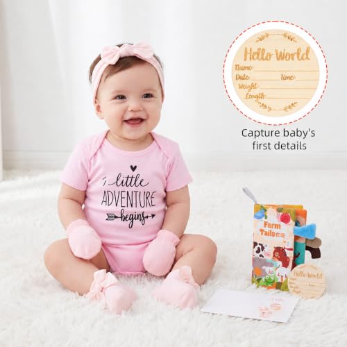 Defresit 13Pcs Baby Shower Gift, Baby Girl Gift Basket - color: Pink