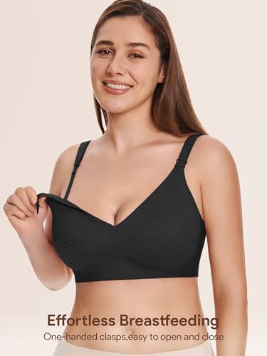 Angelhood Nursing Bras for Breastfeeding, Seamless Wireless Bra Push up - color: Multicoloured E, size: X-Large