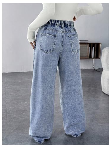 MakeMeChic Women's Maternity Jeans Loose Fit Over The Belly Pants - color: Light Blue, size: Medium