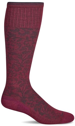Sockwell Women's Damask Moderate Graduated Compression Socks - color: Cranberry, size: Medium-Large