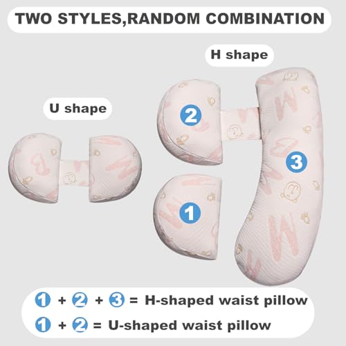 Pregnancy Pillow - Adjustable Maternity Support for Back & Belly, Multi-Use Body Pillow with Soft Cover, Must-Have for Pregnancy - color: Pink