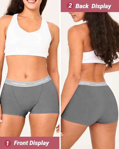 BAMBOO COOL Womens Boy Shorts Underwear High Waisted Boxer Briefs 5 Pack - color: Multicoloured D-(5-pack), size: Medium