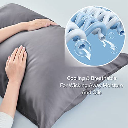 BEDELITE King Pillow Cases Set of 2, Rayon Derived from Bamboo, Grey - color: Grey, size: 2 Pack King（20"X 36"）