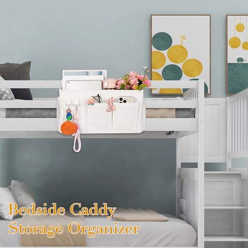Bedside Caddy Bedside Storage Bag for Headboards/Bunk Bed - color: 2PC White
