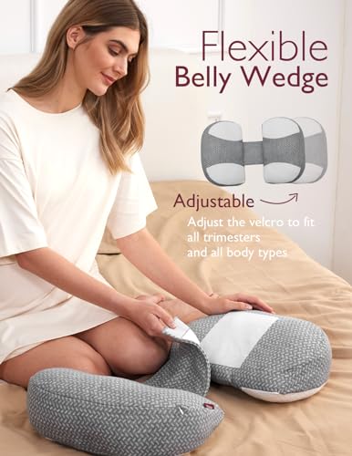 Momcozy Portable Pregnancy Pillow - Adjustable W Shaped Maternity Pillow - size: Plus Size