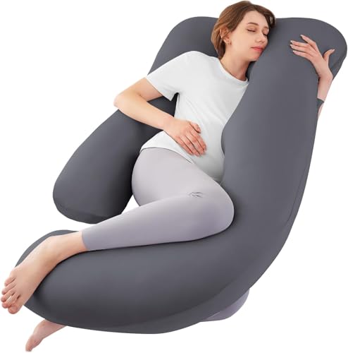 Cooling Pregnancy Pillows for Sleeping, 65'' Full Body Pillow, Dark Grey - color: Dark Grey, size: 65 Inch