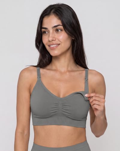 Stelle Nursing Bras Maternity Bralette Seamless for Breastfeeding - color: 3 Black+gray+beige, size: Small