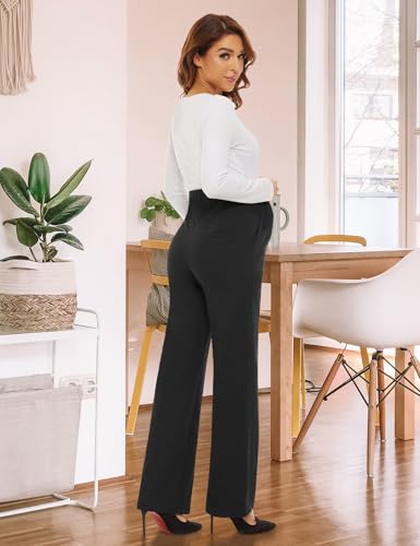 Tapata Women's Maternity Bootcut Dress Pants 28" 30" 32" 34" with Pockets Over Belly Pregnancy Work Pants Over-Bump Casual - color: Charcoal, size: Medium/28" Inseam