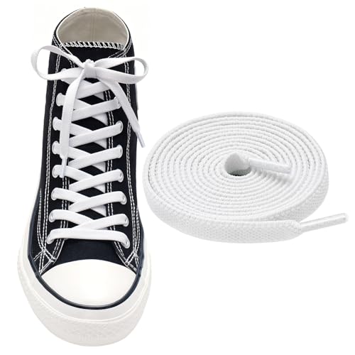 RJ-Sport Flat Elastic Shoe Laces Replacement for Converse High Tops - color: 01-white, size: 36"(90cm)