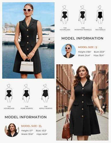 GRACE KARIN Women's Sleeveless Button Down Work Professional Dresses - color: Black, size: Small