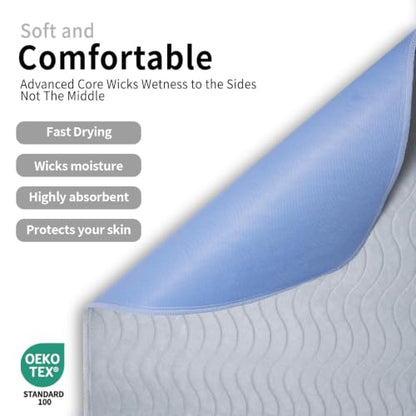 Accompagner Incontinence Bed Pads Washable Waterproof Underpads 36"x36" 6pc - color: Pearl Gray, size: 36"x36" (6 Pack)