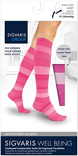 Sigvaris Women's Microfiber Patterns 143 Calf High Compression Socks 15-20mmHg - color: Onyx Stripe, size: 10-12