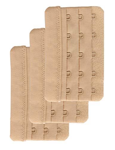 Women's Bra Extender 5 Hook Plus Size Bra Strap Extenders 3pcs-Pack - color: Beige