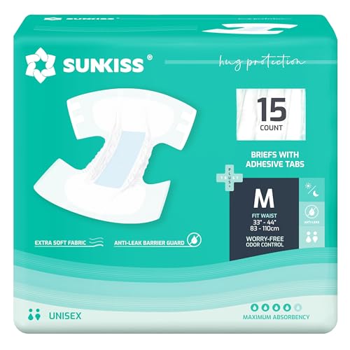 SUNKISS TrustPlus Adult Diapers with Tabs, Unisex, Medium, 15 Count - size: Medium (Pack of 15)