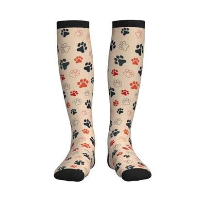 Crazy Fun Compression Socks, Unisex Knee High Support Socks - color: Paw Print