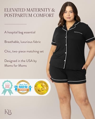 Kindred Bravely Clea Short Sleeve Pajama Set, Maternity & Nursing Sleepwear - color: Black, size: Small