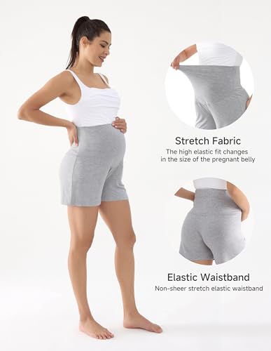 Viscose from Bamboo Maternity Summer Lounge Pajama Shorts - color: Grey, size: X-Large