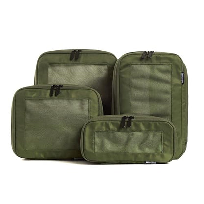 Aerotrunk Compression Packing Cubes for Travel, 4-Pack, Olive - color: Olive, size: 4-Pack