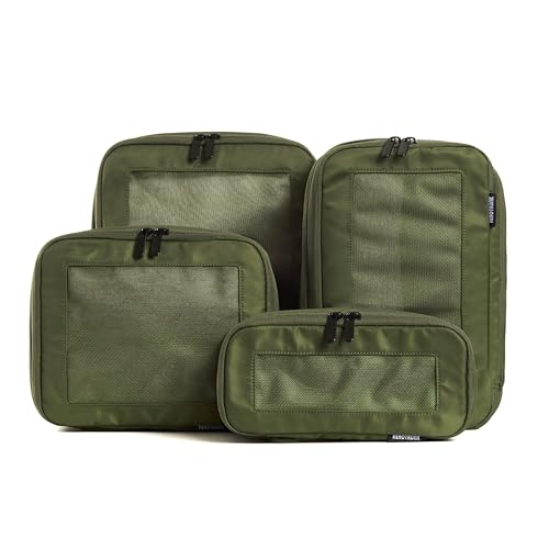 Aerotrunk Compression Packing Cubes for Travel, 4-Pack, Olive - color: Olive, size: 4-Pack