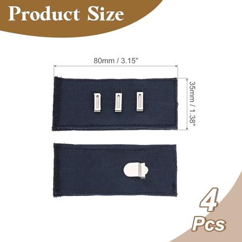uxcell 4Pcs Hook Extenders for Pants, Adjustable Jeans Extenders for Women Men Pant Trousers Jeans (Navy Blue, 3.2x1.4inch) - color: Navy Blue