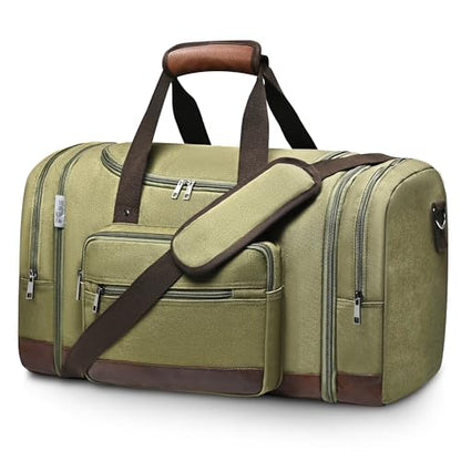 50L Expandable Canvas Duffle Bag Weekender Travel Carry On Gym - color: Green