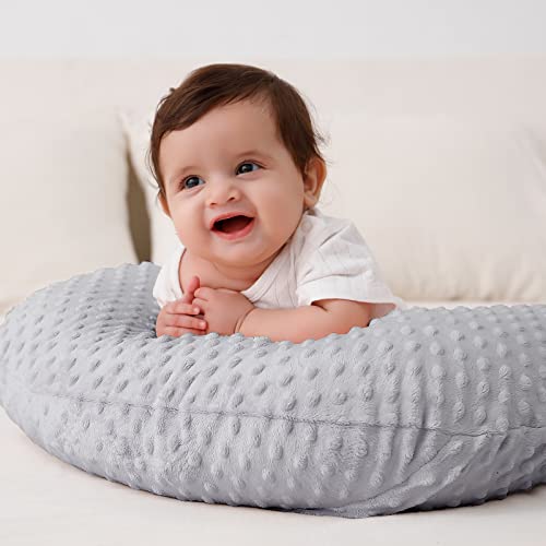 Nursing Pillow and Body Positioner with Premium Slipcover - color: Glacier Gray