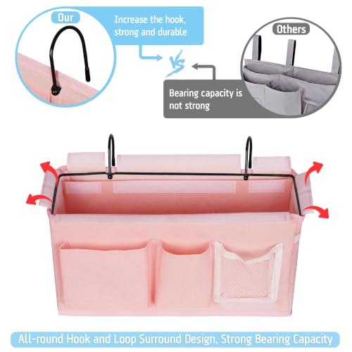 Lilithye Bedside Caddy, Bedside Storage Bag Hanging Organizer for Bunk Bed - color: 1pc New Pink-1