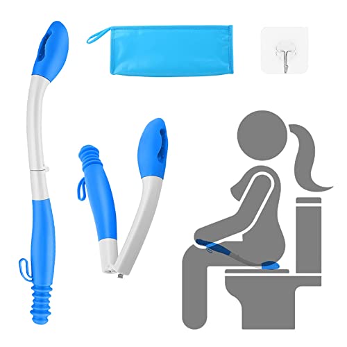 Jhua Foldable Butt Wiper Tool for Women Men Toilet Aids for Wiping 15.7" - color: Blue-upgrade