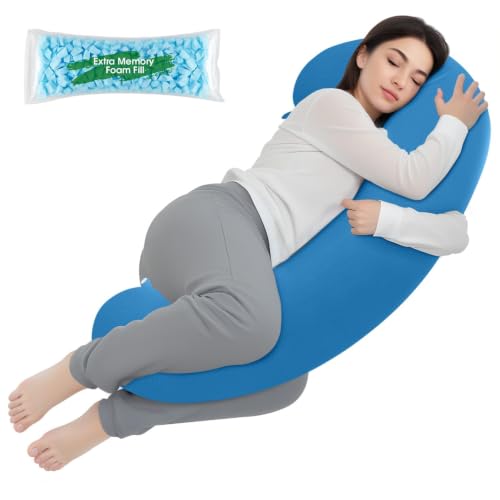 TranquilRelax C Shaped Body Pillow for Side Sleepers, Light Blue-35"*10" - color: Light Blue, size: 35*10 in