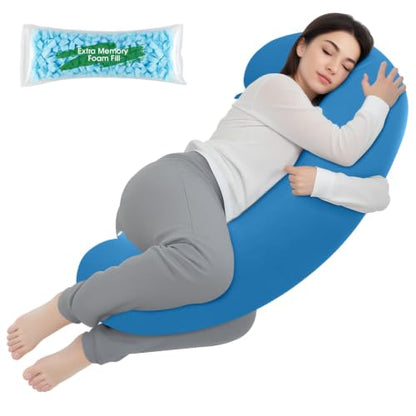 TranquilRelax C Shaped Body Pillow for Side Sleepers, Light Blue-35"*10" - color: Light Blue, size: 35*10 in