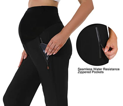 Foucome Women's Maternity Joggers Quick Dry Pregnancy Scrub Pants - color: Black, size: XX-Large