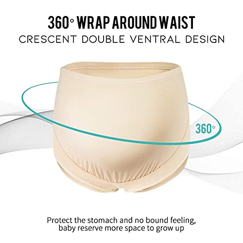Mama Cotton Women's Over The Bump Maternity Briefs, High Waist, Cotton, Adjustable Waistband, Multi-Pack - color: Multicolor C 4 Pack, size: X-Large