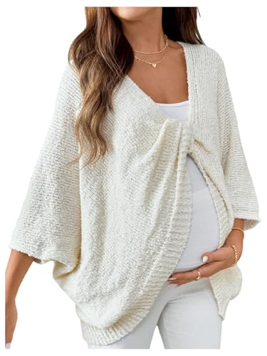 Milumia Women's Maternity Twist Front Sweater Oversized Pregnancy Cardigan - color: Apricot, size: X-Large