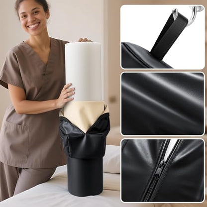 3/4 Round Massage Table Bolster Pillow with Strap Handle, 26 x 6 x 6 In - color: 3/4 Round - Black