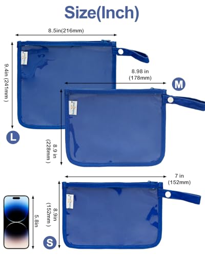 babygoal TSA Approved Blue Clear Travel Organizer Bags 3 Pack - color: Blue