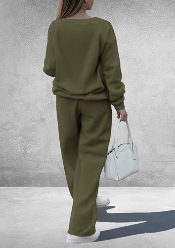 PRETTYGARDEN Womens 2 Piece Outfits Fall Sweatsuits - color: Army Green, size: Large
