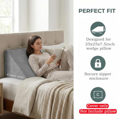 Wedge Pillow Cover,Light Grey, 25"x25"x8" - color: Light Grey, size: 25"x25"x8"