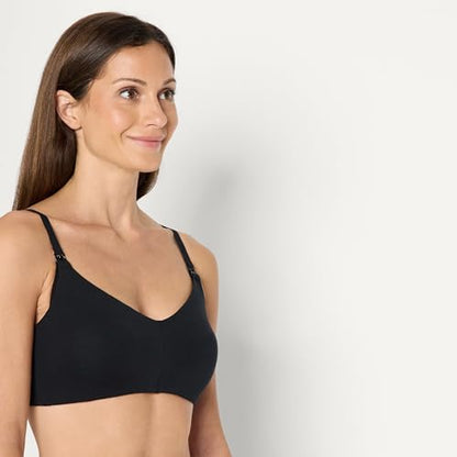 Amazon Essentials Women's Cotton Blend Jersey Support Nursing Bra - color: Black / White, size: 38DD