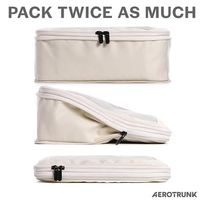 Aerotrunk Compression Packing Cubes for Travel, 2-Pack, Beige - color: Beige, size: 2-Pack
