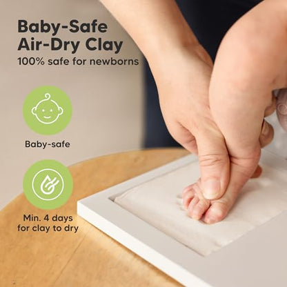 KeaBabies Baby Hand and Footprint Kit, Clay Keepsake Frame (Dark Walnut) - color: Dark Walnut, size: Duo Frame, 13" x 7.8"