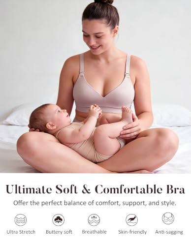 AIRCUTE Nursing Bras for Breastfeeding Seamless Postpartum Bra Soft Pregnancy Bra Wireless Maternity Bralette - color: Black-dusk, size: Small