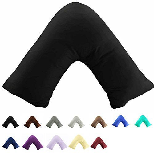 TAOSON Black 100% Cotton 300 Thread Count V Shaped Boomerang Pillow Case - color: Black