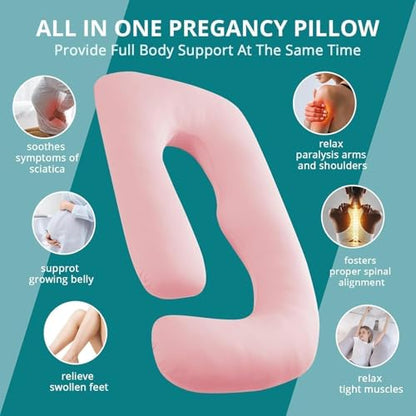 Cooling Pregnancy Pillows for Sleeping, 65'' Full Body Pillow, Light Pink - color: Light Pink, size: 65 Inch