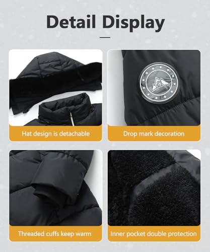 Women's Long Warm Winter Puffer Jacket Lightweight Fashions Down Coats - color: Black, size: Large