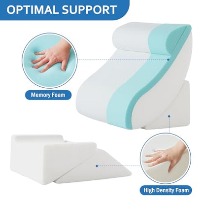 Ahpmeoa 5Pcs Wedge Pillow Set for After Surgery, Memory Foam, Grey Plush - color: Grey Plush