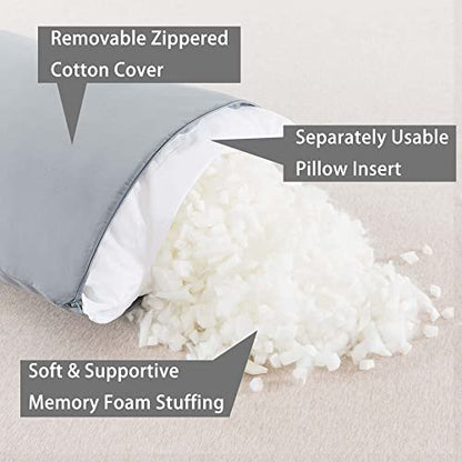 WhatsBedding Memory Foam Body Pillow with Cover, Long Bed Pillow for Adults - color: Grey